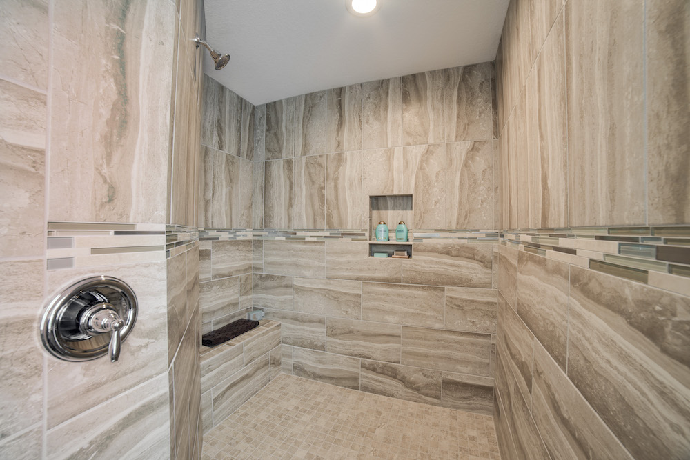Cape Coral Home Builder Furnished Model Home Master Bathroom Shower